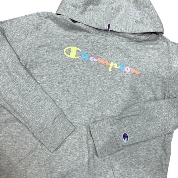 Champion Light Gray Hoodie with Colorful Logo Size Small - Picture 7 of 16